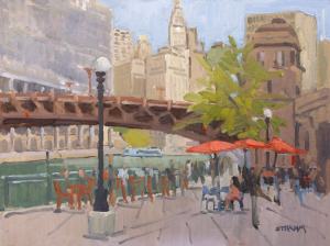 Chicago Riverwalk at Wabash Ave. Bridge